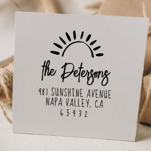 Cute Boho Sun Custom Family Name Return Address Self-inking Stamp