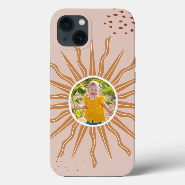 Cute Boho Sun Custom Your Photo iPhone Case (Back)