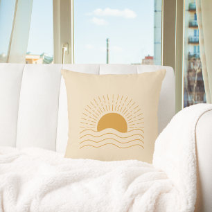 Cute Boho Sun Modern Minimalist  Throw Pillow