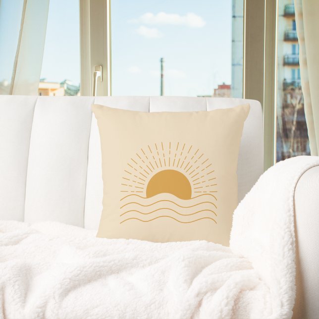 Cute Boho Sun Modern Minimalist  Throw Pillow (Creator Uploaded)
