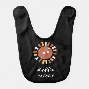 Cute boho sun monogram name baby bib