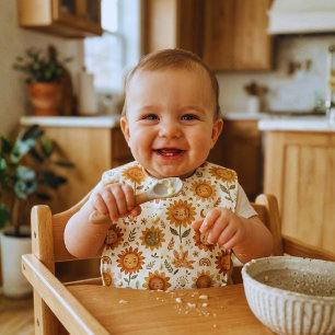  Cute Boho Sunflower Sun & Rainbow Baby Bib