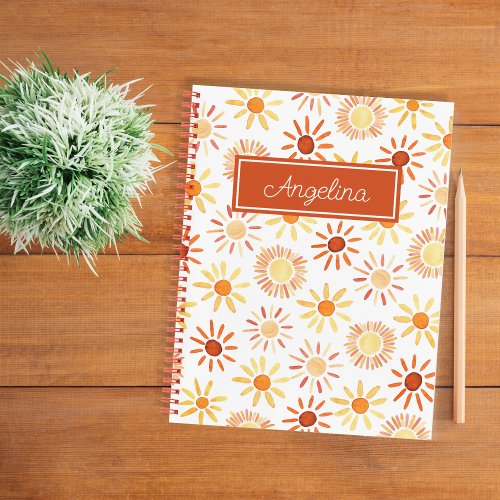 Cute Boho Suns Pattern Back to School Kids Notebook