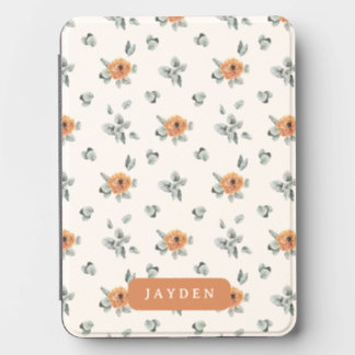 Cute Boho Terracotta Floral Greenery Custom Name Kindle Cover