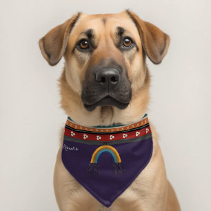 Cute Boho Tribal Pattern Rainbow Purple Dog Cat Pet Bandana Collar
