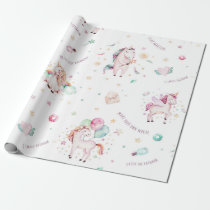 Cute Boho Unicorns Floral Typography Baby Shower Wrapping Paper Cute Boho Unicorns Floral Typography Baby Shower Wrapping Paper