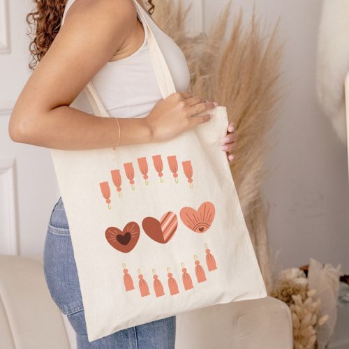 Cute Boho Valentines Day Hearts  Tote Bag