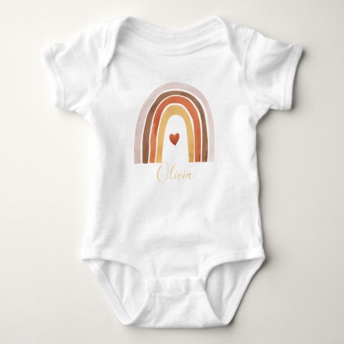 Cute Boho Watercolor Rainbow Heart Custom Name  Baby Bodysuit