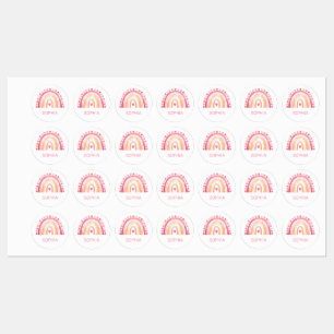 Cute Boho Watercolor Rainbow in Pink iron-on   Labels
