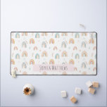 Cute Boho Watercolor Rainbow Pattern Desk Mat<br><div class="desc">This cute,  modern,  and boho design features a pink and blue watercolor rainbow pattern,  with a heart. The elegant desk mat also features a space for personalisation,  as you can add your name bottom.</div>