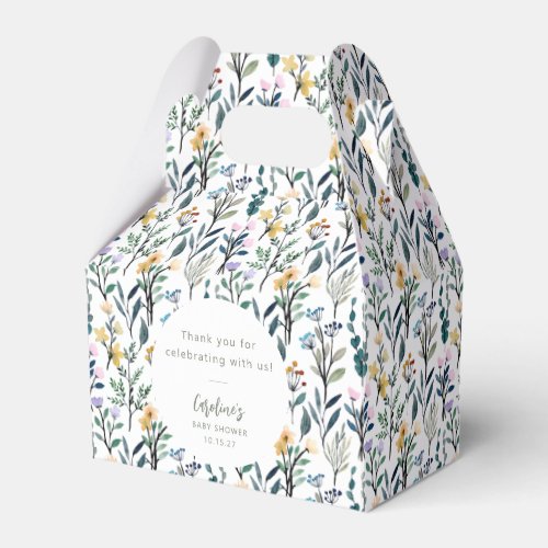 Cute Boho Watercolor Wildflower Baby Shower Custom Favor Boxes