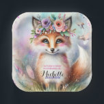 Cute Boho Watercolor Woodland Fox Birthday Party Paper Plates<br><div class="desc">Serve up birthday treats in style with these adorable fox-themed paper plates! Featuring a cute fox wearing a floral crown and surrounded by vibrant feathers, these plates are perfect for adding a touch of whimsy to your celebration. Ideal for nature lovers and those who enjoy fantasy themes, you can personalize...</div>