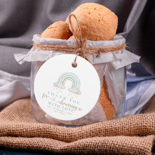 Cute Boho Whimsical Rainbow Boy Baby Shower Favor Tags