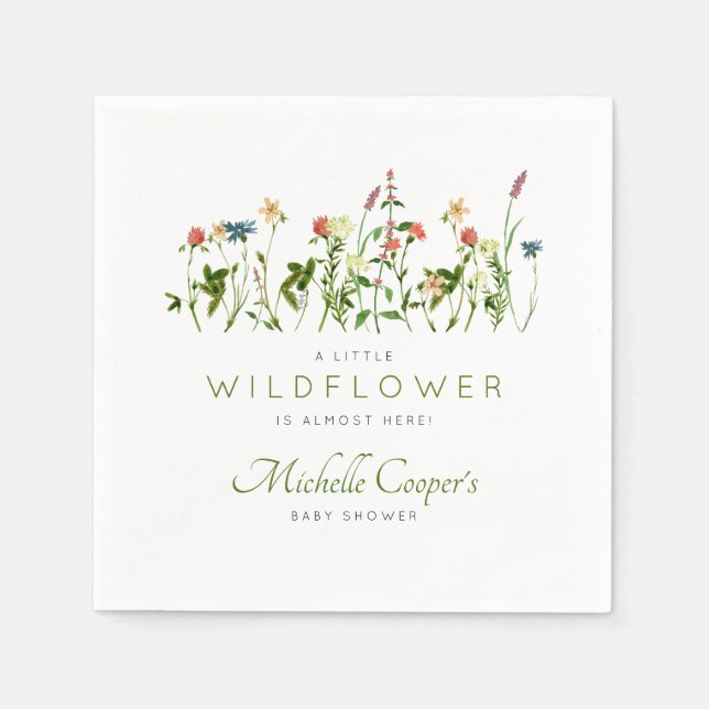 Cute Boho Wildflower Baby Shower Napkins (Front)