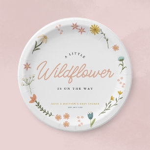 Cute Boho Wildflower Floral Girls Baby Shower Paper Plates