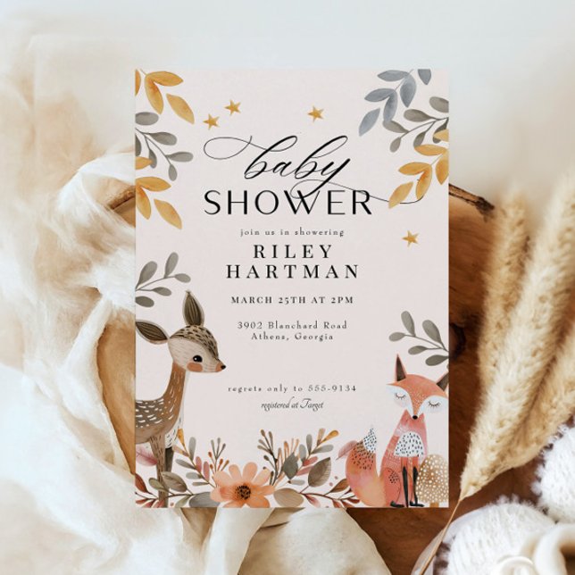 Cute Boho Woodland Animal Baby Shower Invitation (Creator Uploaded)
