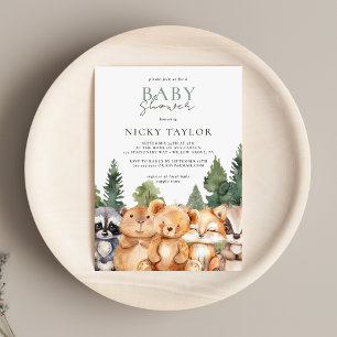 Cute Boho Woodland Animals Baby Shower Invitation