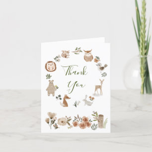 Cute Boho Woodland Animals Watercolor Thank You
