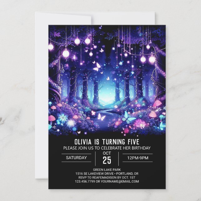 Cute Boho Woodland Digital Birthday Invitation (Front)