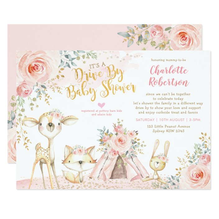 boho woodland baby shower invitations