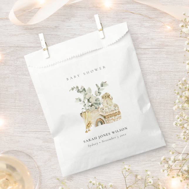 Cute Boho Yellow Nursery Foliage Baby Shower Favor Bag (Clipped)