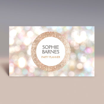 Cute Bokeh And Rose Gold Sequin Event Planner  Business Card by sm_business_cards at Zazzle