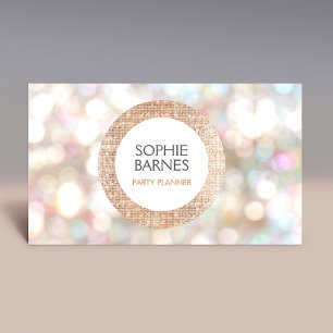 Cute Bokeh and Rose Gold Sequin Event Planner  Business Card