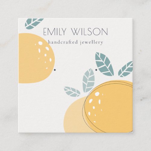 Cute Bold Abstract Fruity Lemon Earring Display Square Business Card