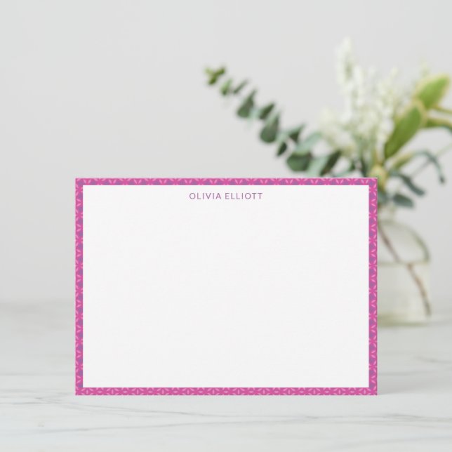 Cute Bold Modern Purple Personalized Stationery Note Card (Standing Front)