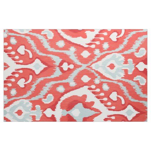 Cute bold red turquoise white ikat tribal patterns fabric