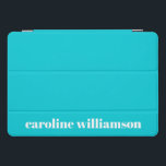 Cute Bold Turquoise Solid Color Personalized Name iPad Pro Cover<br><div class="desc">Cute Bold Turquoise Solid Color Personalized Name iPad Pro Cover</div>