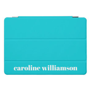 Cute Bold Turquoise Solid Color Personalized Name iPad Pro Cover