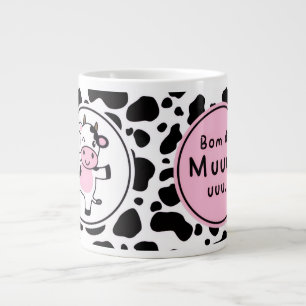 Cute “Bom Dia Muuuuu” Kawaii Cow Design Giant Coffee Mug