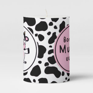 Cute “Bom Dia Muuuuu” Kawaii Cow Design Pillar Candle