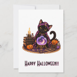 Cute Bombay Cat Fortune Teller Halloween Invitation