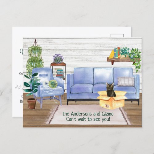 Cute Bombay Cozy New Home Address Announcement Postcard