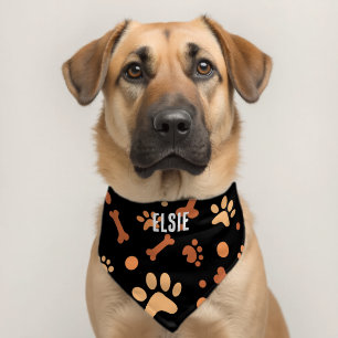 Cute Bone and Paws Pattern Custom Dog Pet Bandana Collar