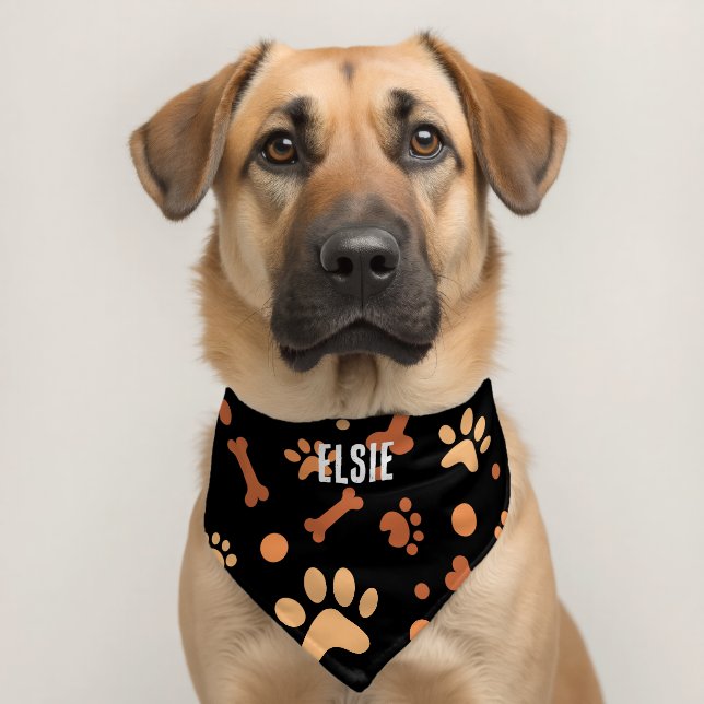 Cute Bone and Paws Pattern Custom Dog Pet Bandana Collar (Dog 2)