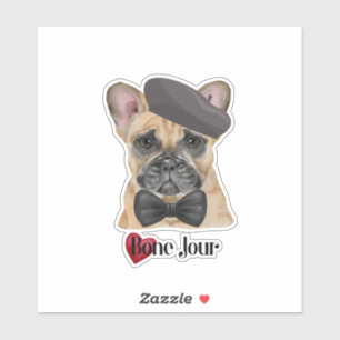 Cute Bone Jour French Bulldog Sticker