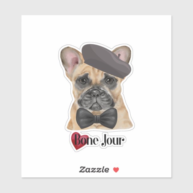 Cute Bone Jour French Bulldog Sticker (Sheet)