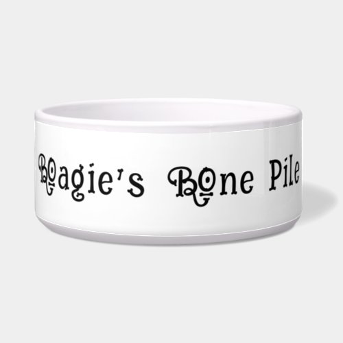 Cute Bone Text Black  White Personalized Pet Bowl