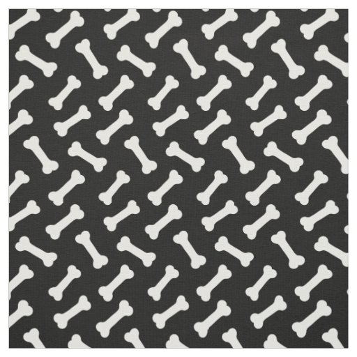 Cute Bones Pattern Black and White Fabric