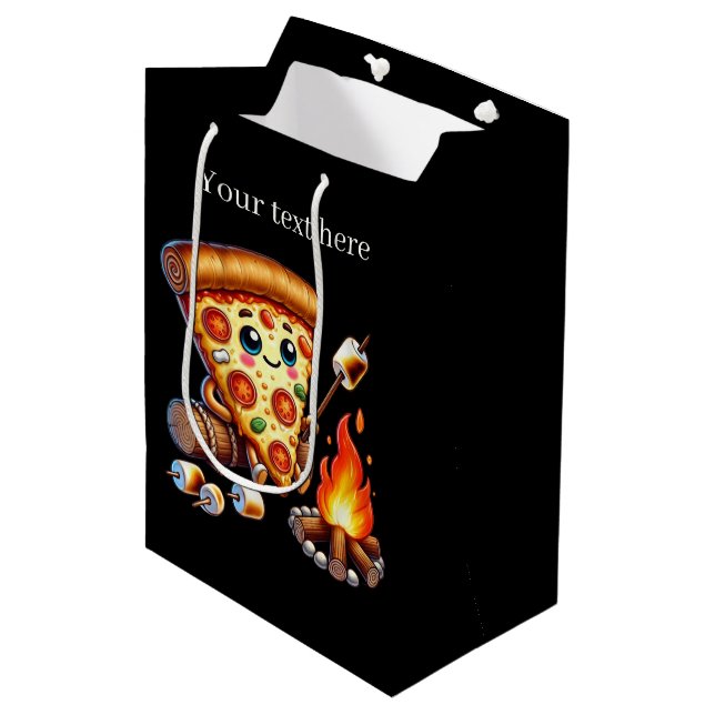 Cute bonfire pizza party  medium gift bag (Front Angled)