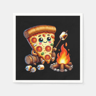 Cute bonfire pizza party napkins