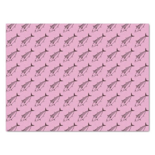 Cute Bonito Fish in Deep Maroon on pastel Pink Tissue Paper