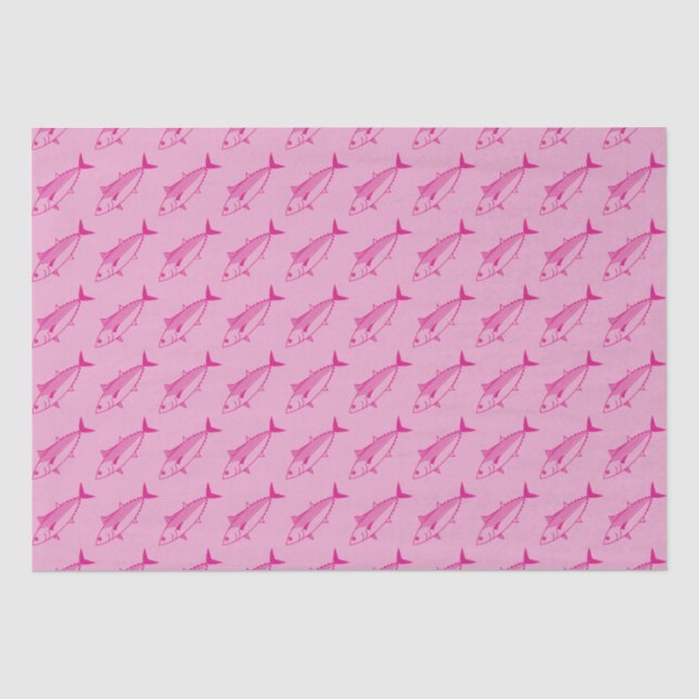 Cute Bonito Fish in Hot Pink on Pastel Pink Tissue Paper (Front)