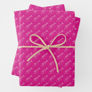 Cute Bonito in Pastel Pink on Hot Pink in Small Wrapping Paper Sheets