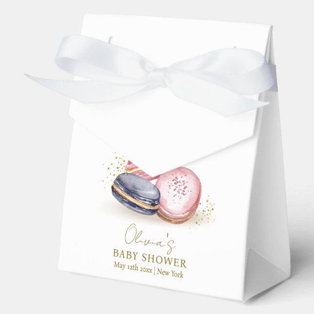 Cute Bonjour Bébé French Macarons Baby Shower  Favor Boxes (Front)