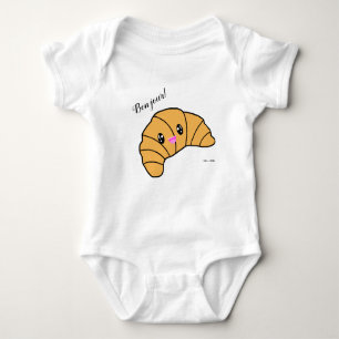 Cute Bonjour! Paris Croissant Bakery Sweet Foodie Baby Bodysuit