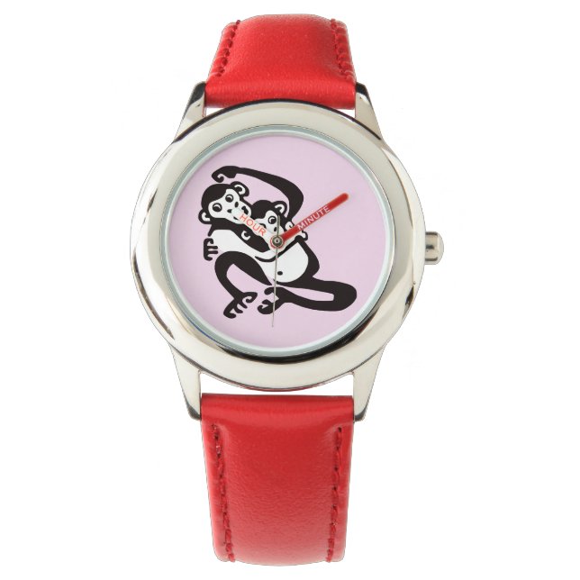  Cute BONOBO - Endangered chimpanzee - Pink Watch (Front)